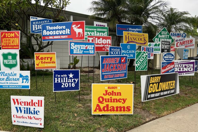 The names of "unelected candidates" in Nina Katchadourian's public art installation.