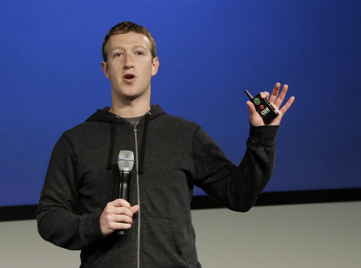 Facebook CEO Mark Zuckerberg speaks at Facebook headquarters in Menlo Park.