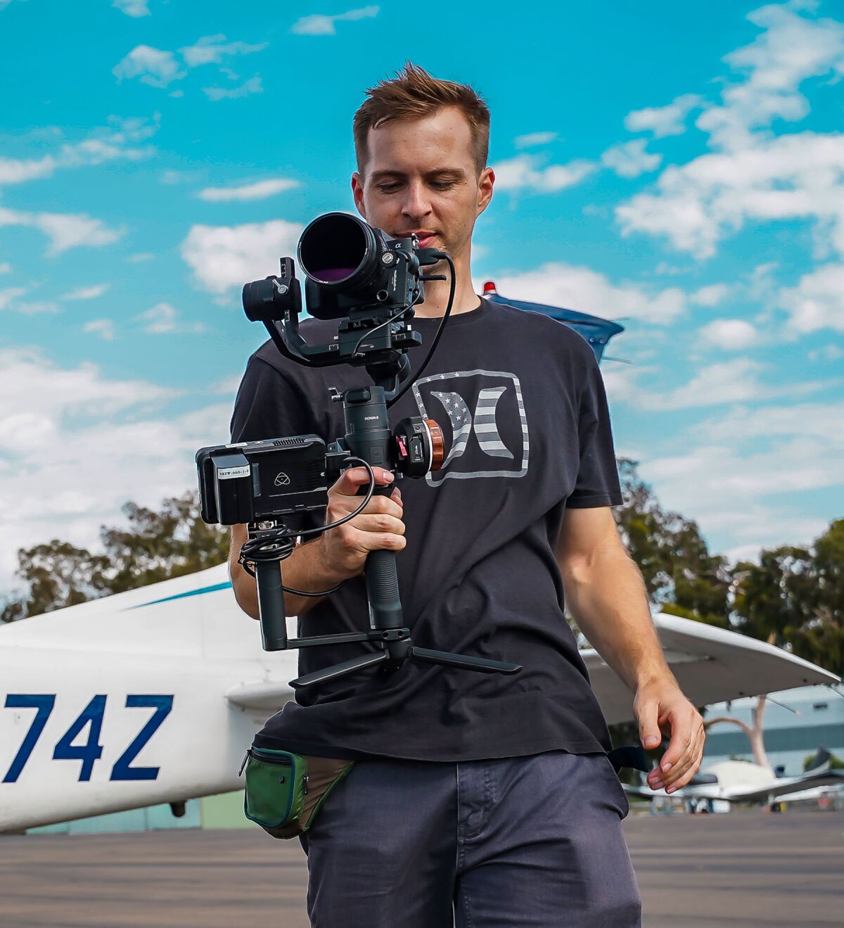 James Wright filming a scene.