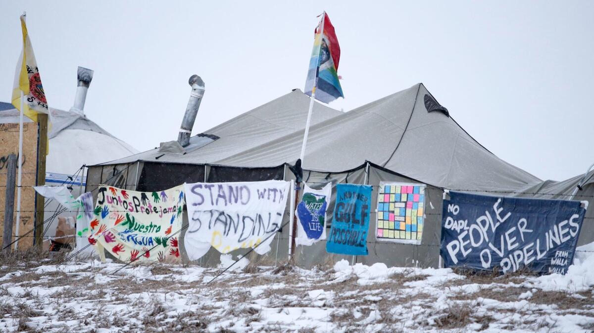 The Oceti Sakowin Camp last year on the edge of North Dakota's Cannonball River just north of the Standing Rock Sioux Reservation.