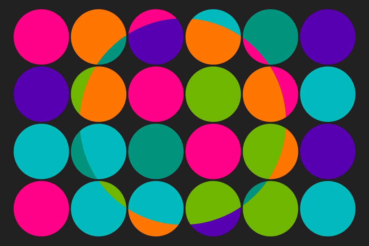A grid of multicolored circles