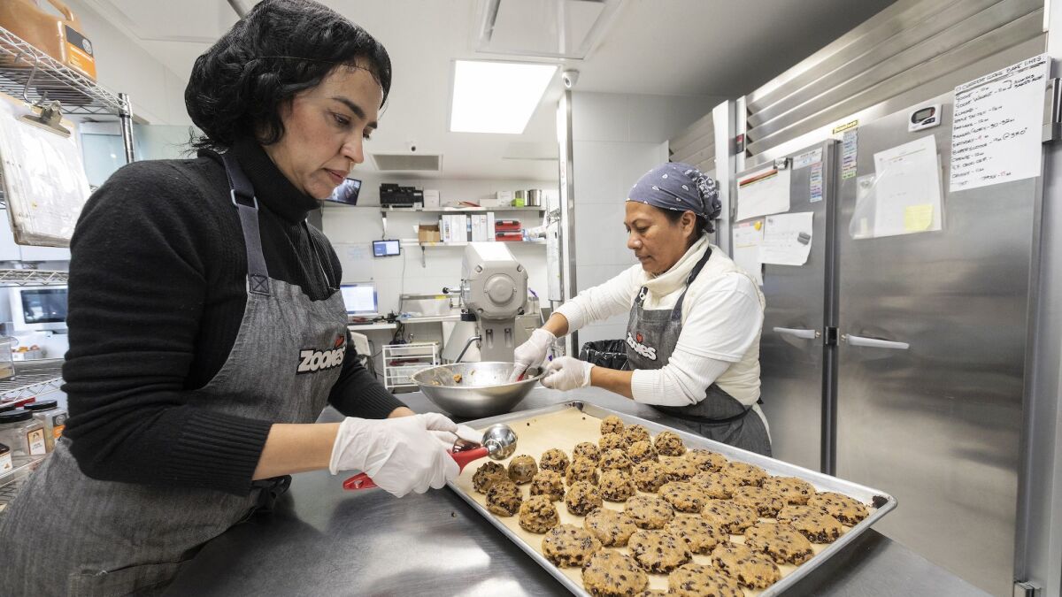 Owner Arezou Appel makes paleo cookies at her gas station bakery Zooies Cookies.