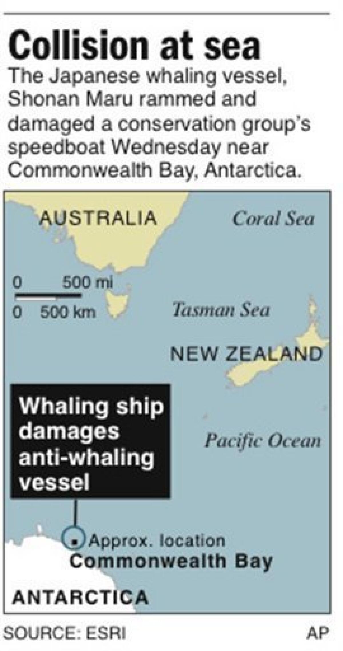 Boat damaged in anti-whaling clash
