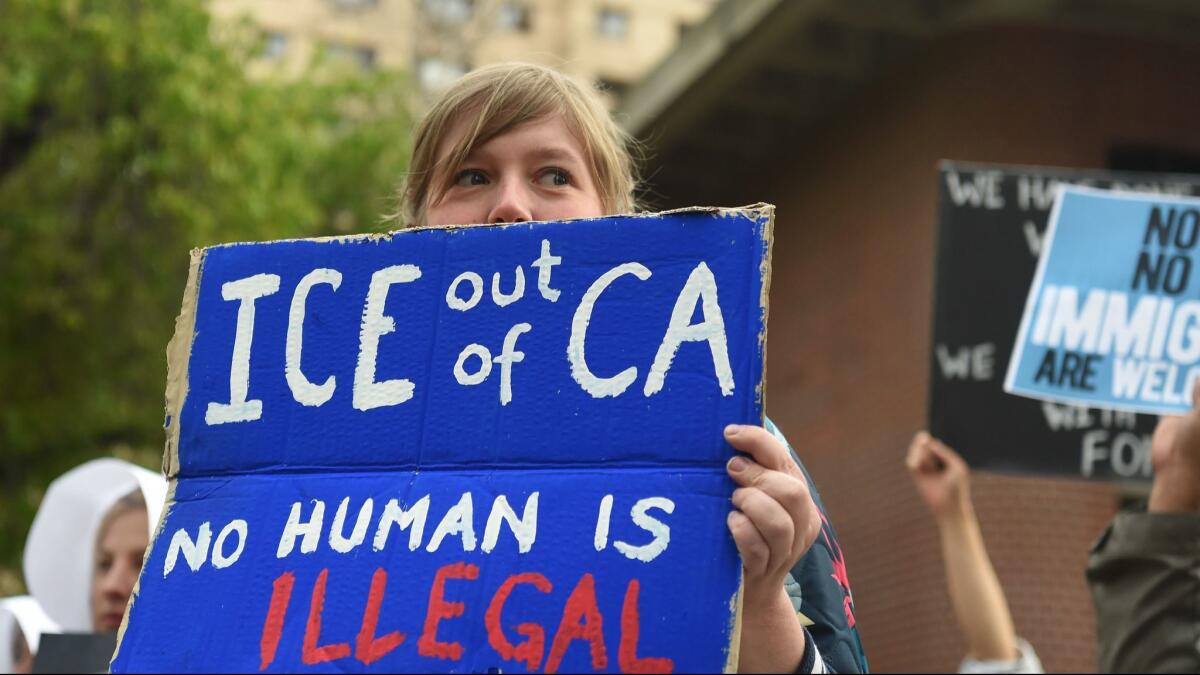 Kitty Bolte joins protesters at a Sacramento rally in March.