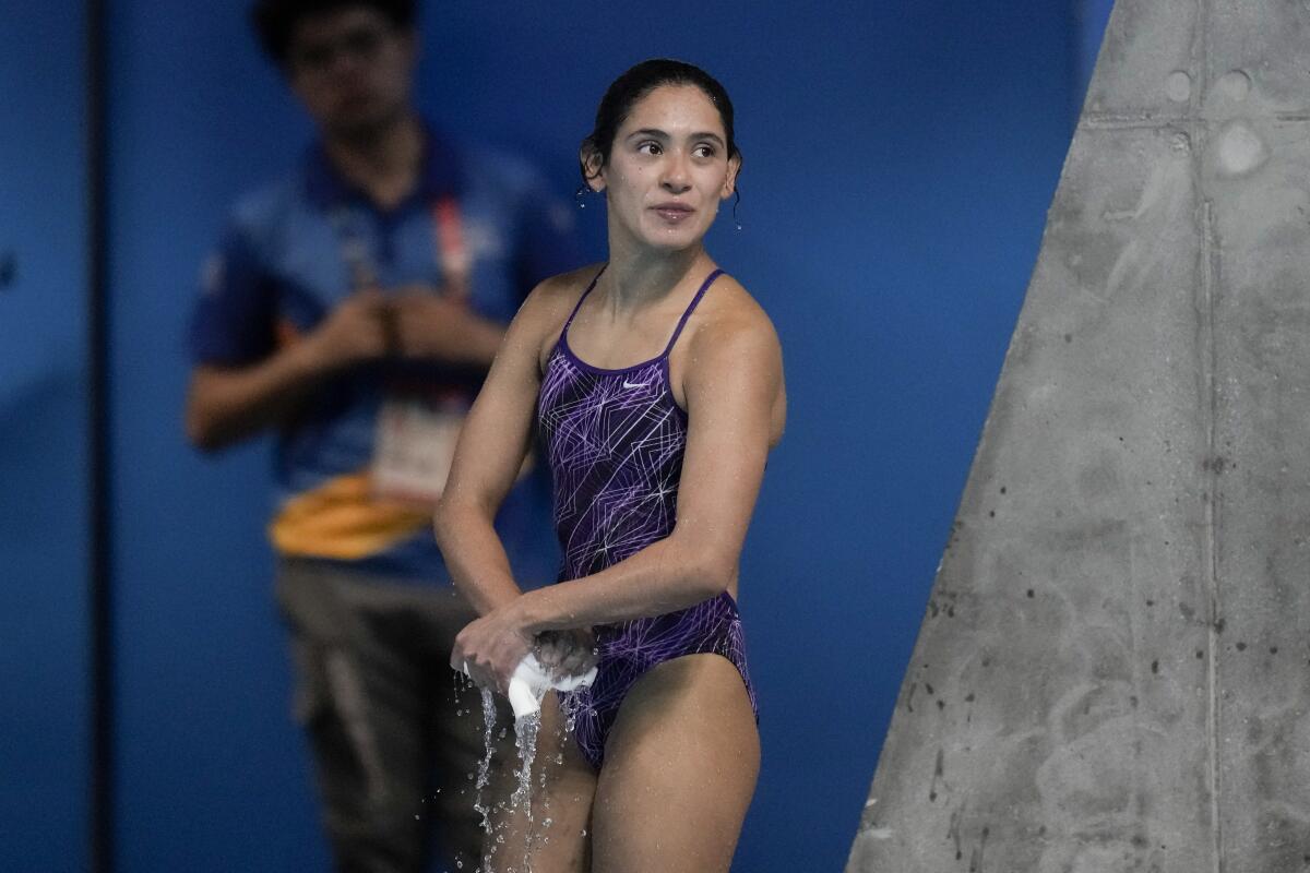 La mexicana Gabriela Agúndez tras su victoria en la plataforma de 10 metros 