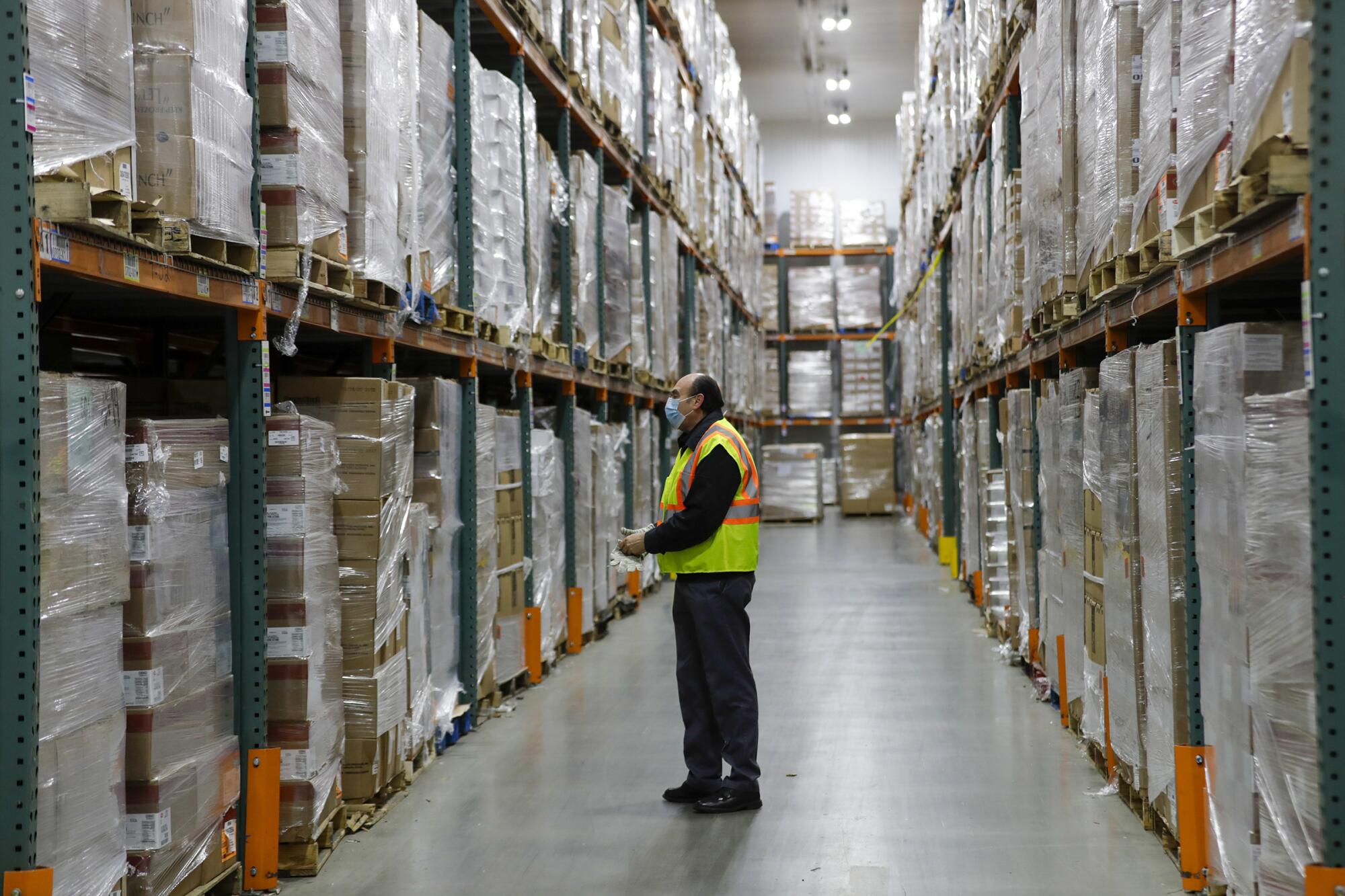 A view storage section of frozen goods at LAUSD Procurement Services Center in Pico Rivera