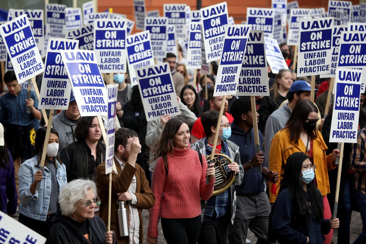 University of California academic workers on strike at UCLA.