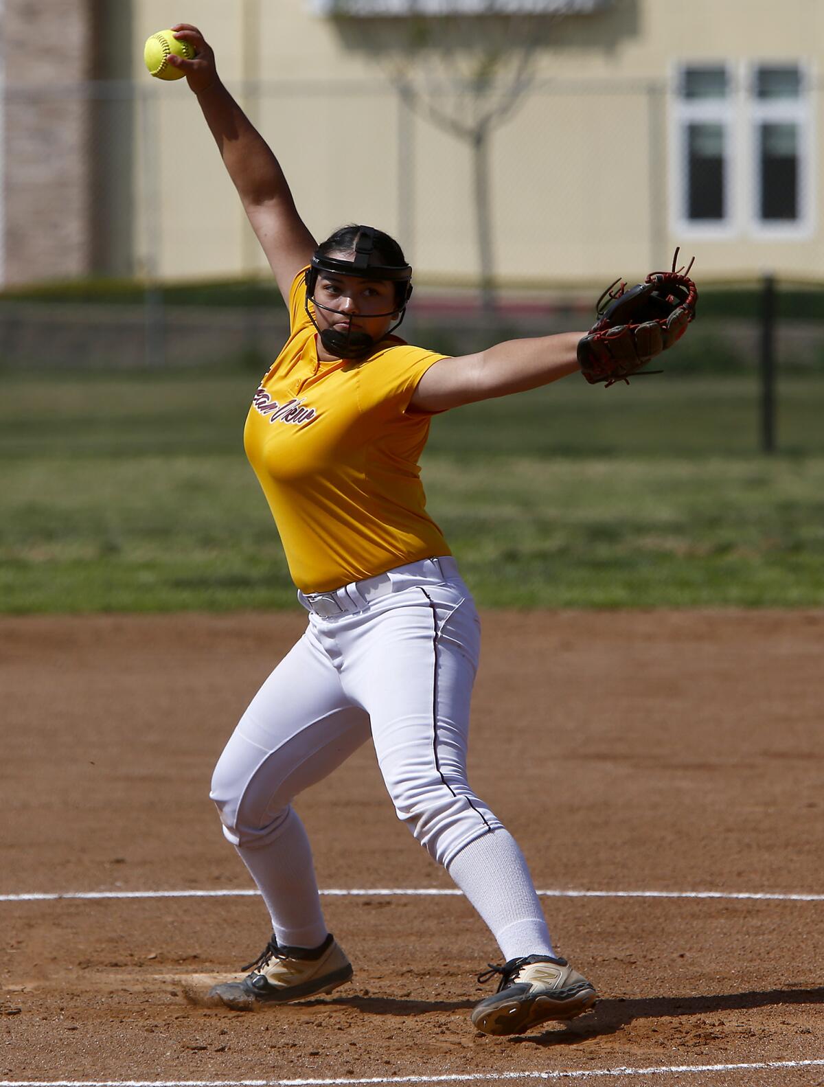 Ocean View starter Desyree Arizmendi pitches during the first inning against Fountain Valley.