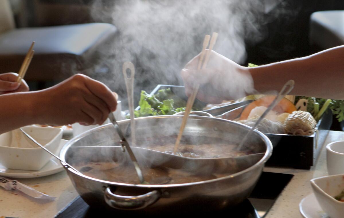 A steaming hot pot at Little Sheep in San Gabriel.