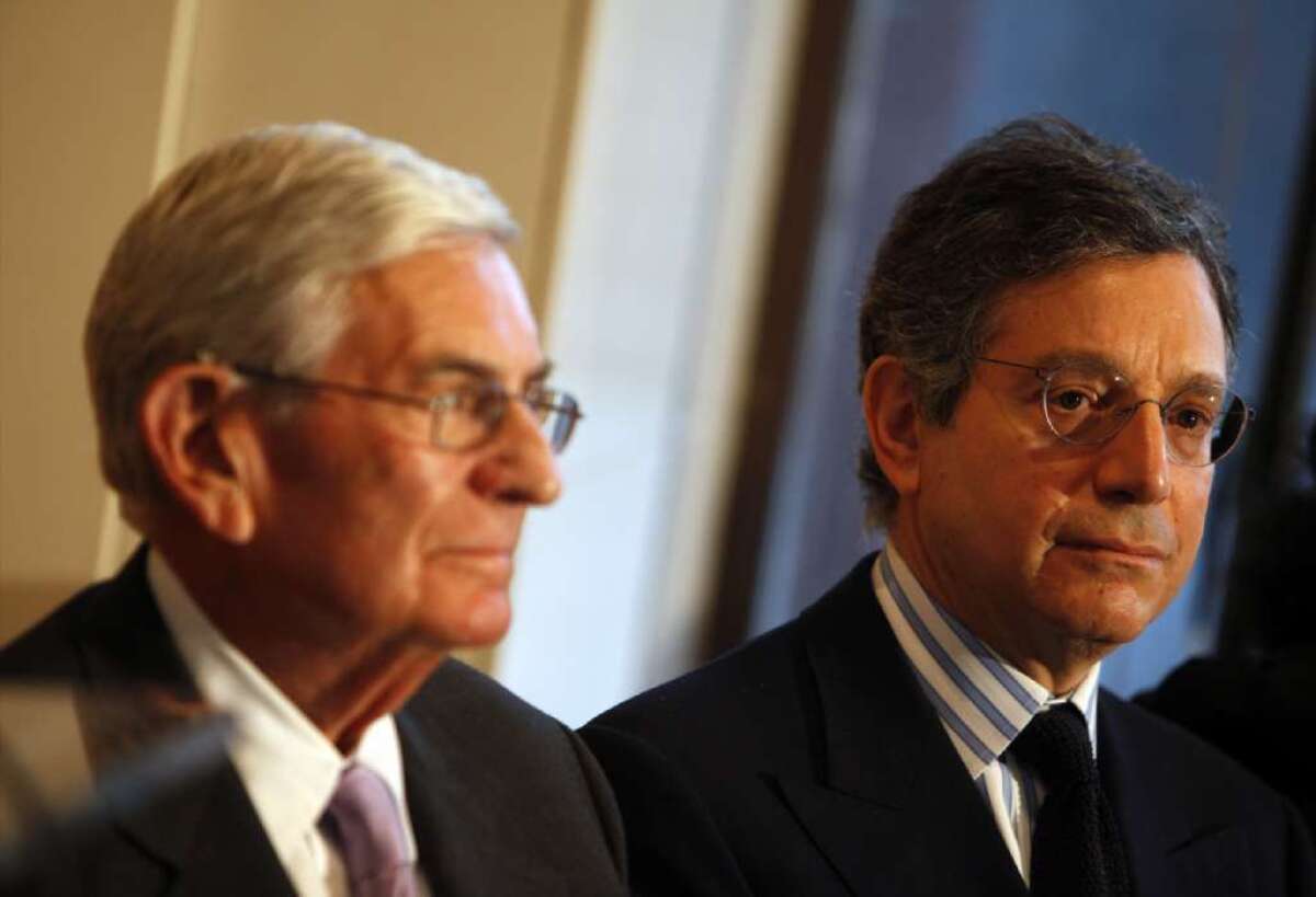 Eli Broad and Jeffrey Deitch at the announcement of his appointment as MOCA director in January 2010.