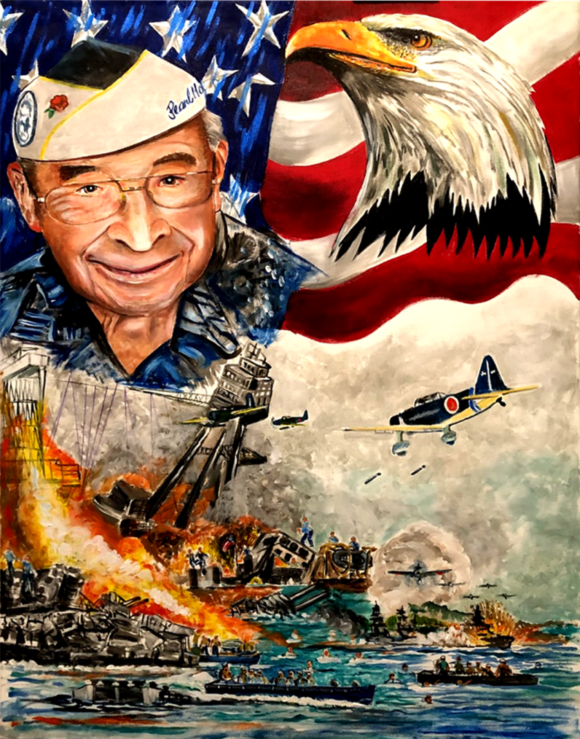 A portrait of Ray Chavez by Ken Pridgeon, a US Air Force veteran artist.