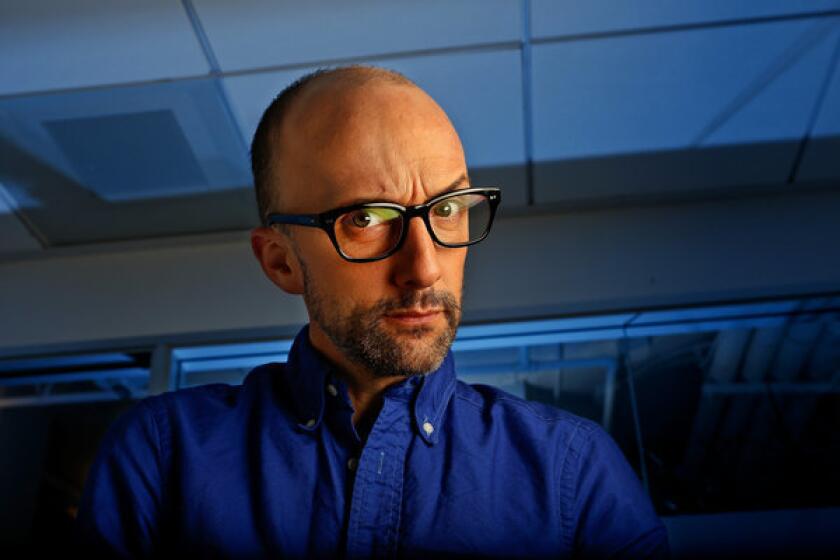 James "Jim" Rash, an actor, comedian, producer and Academy Award-winning screenwriter, is photographed at ID Public Relations in Hollywood on August 9, 2013. Rash is the host of the new Sundance Channel series, "The Writers' Room."