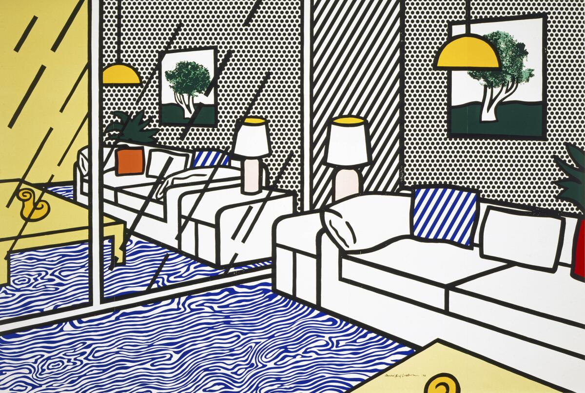 "Wallpaper With Blue Floor Interior," 1992, by Roy Lichtenstein, part of a retrospective devoted to the artist at the Skirball Cultural Center. (Estate of Roy Lichtenstein / Gemini G.E.L.)