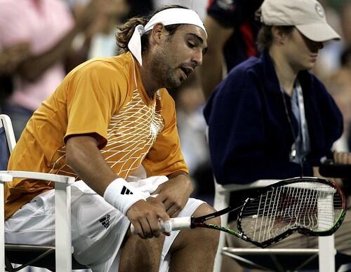 Baghdatis' smashed racquet