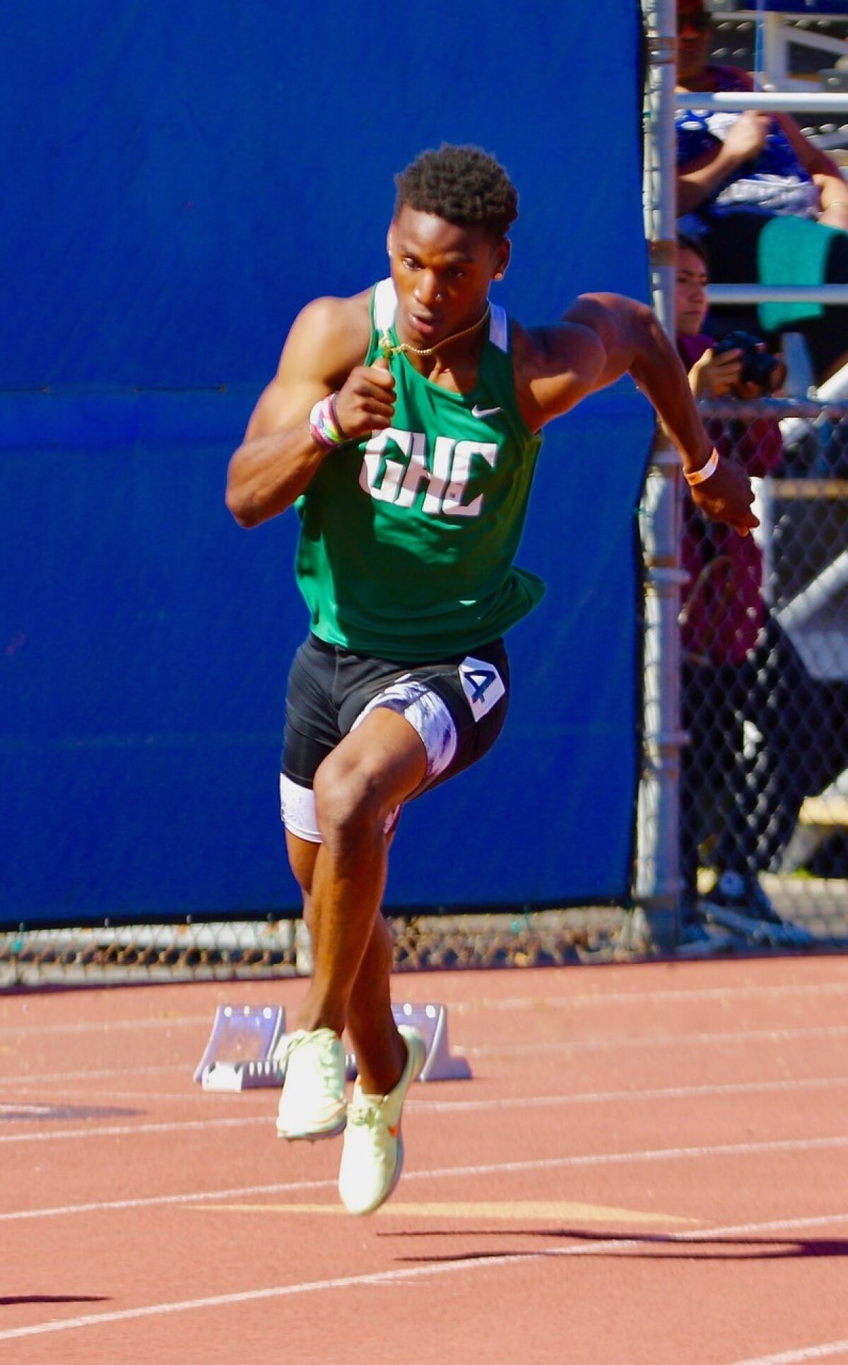 Dijon Stanley of Granada Hills runs on the track.