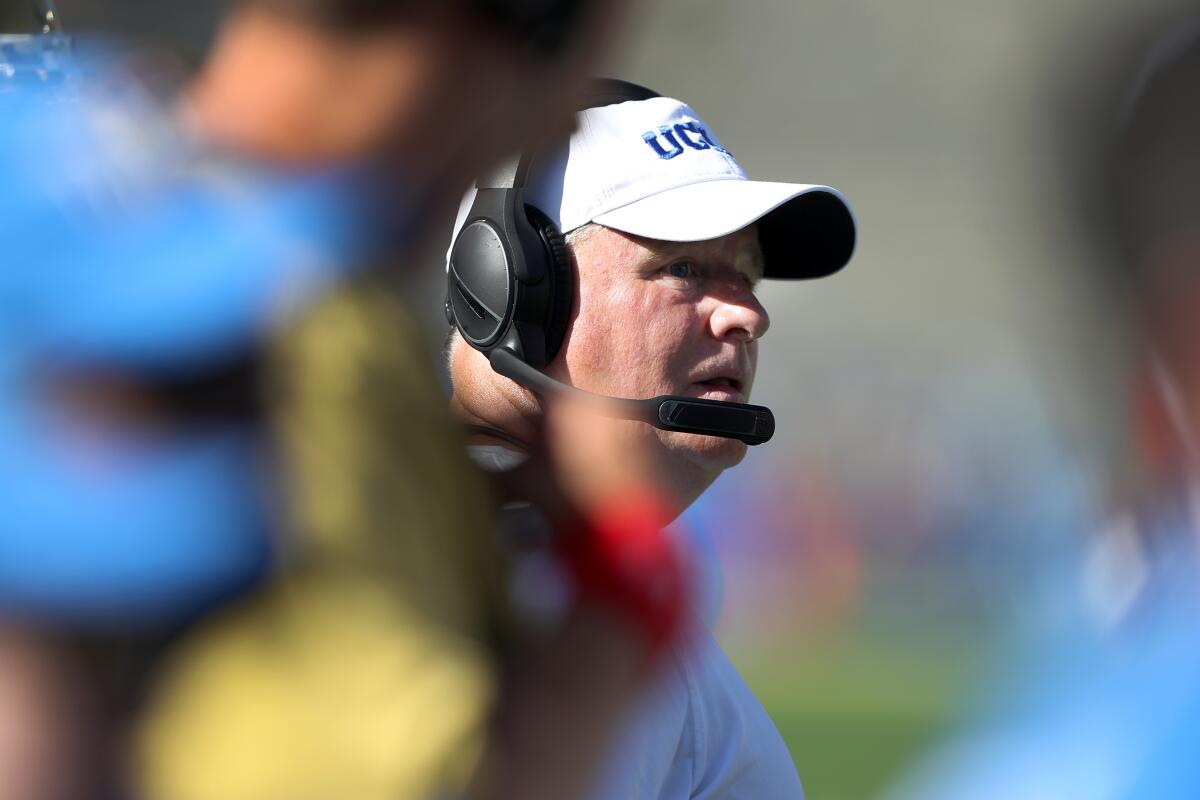 UCLA coach Chip Kelly looks on from the sideline against San Diego State.