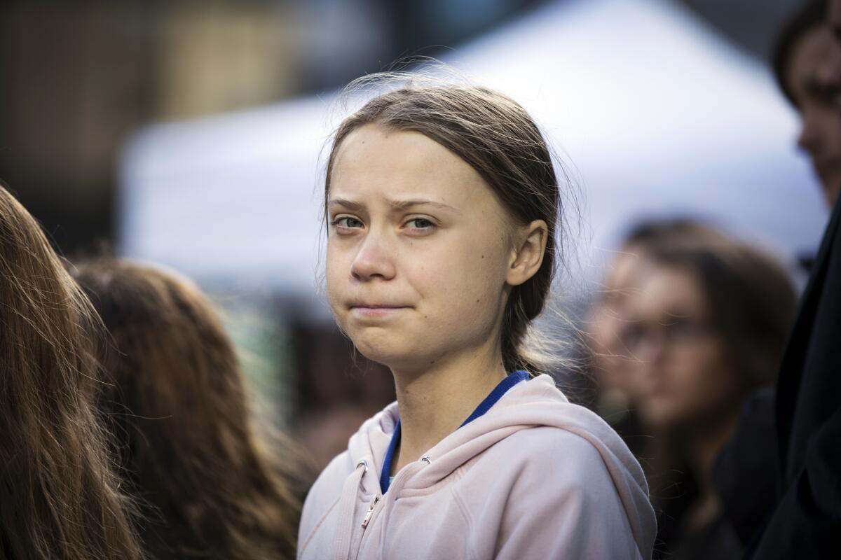Swedish climate activist Greta Thunberg at a climate rally in Vancouver, British Columbia