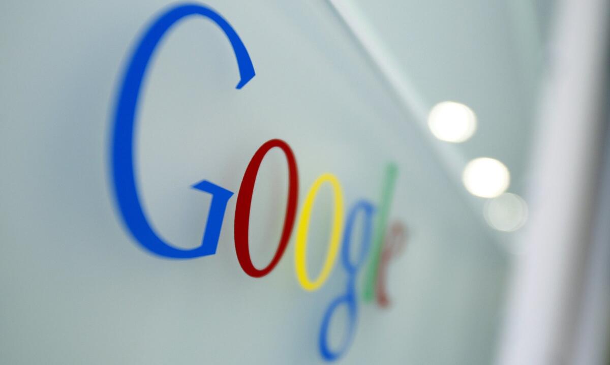 The Google logo is seen at the company's headquarters in Brussels on March 23, 2010