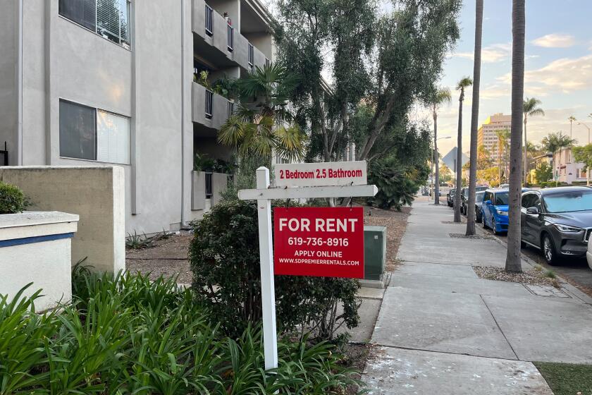 A sign advertising an apartment for rent in Bankers Hill in mid-August.