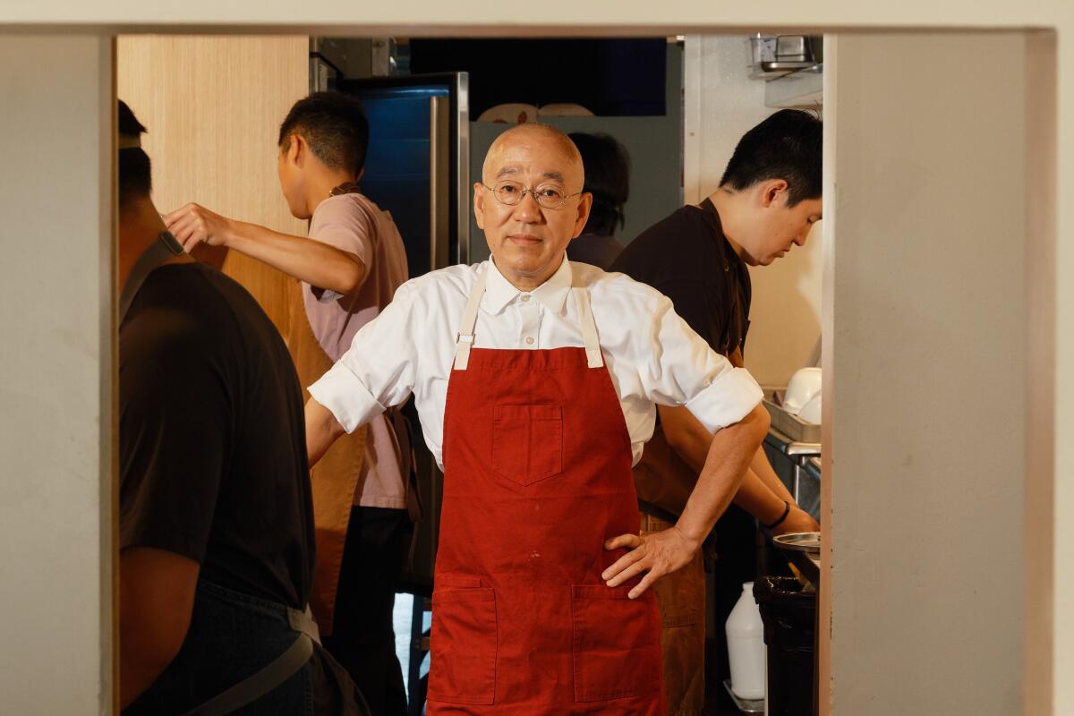 Chef Mori Onodera at Morihiro. The chef serves his signature tofu at the start of each omakase meal at the bar.