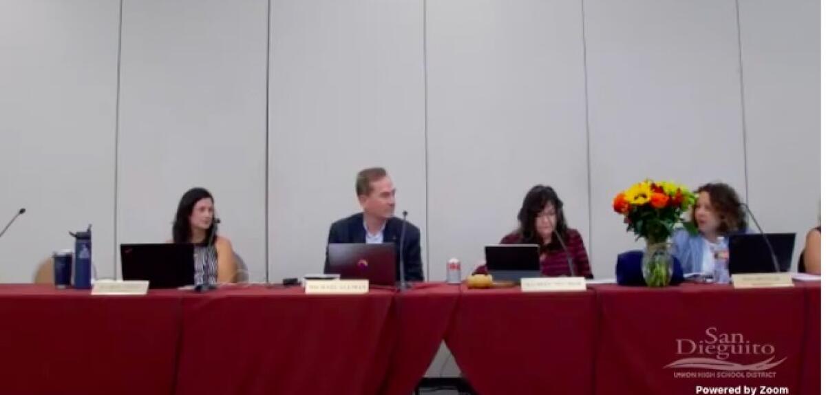 The SDUHSD board recognized outgoing members on Nov. 17.