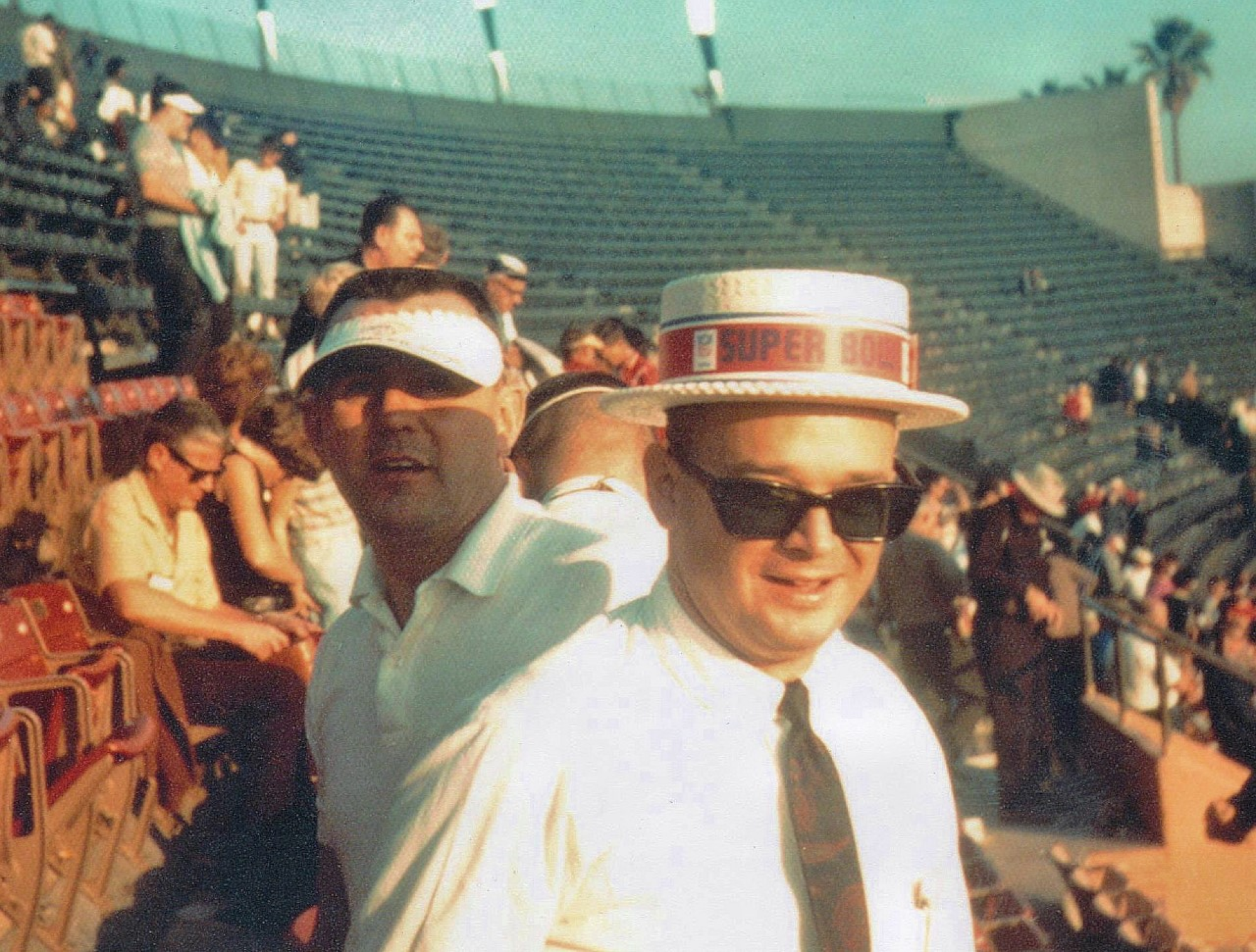 Stan Whitaker, left, and Don Crisman attend the first NFL-AFL Championship Game (Super Bowl I).
