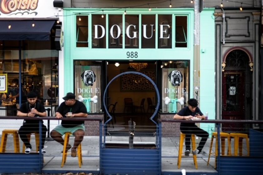 The exterior of Dogue, located at 988 Valencia St in San Francisco's Mission District.
