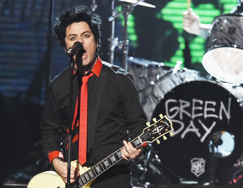 Billie Joe Armstrong of Green Day performs during Sunday's American Music Awards.