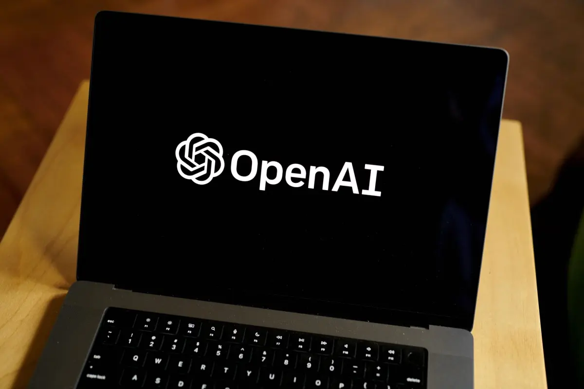 OpenAI's logo on a laptop screen.