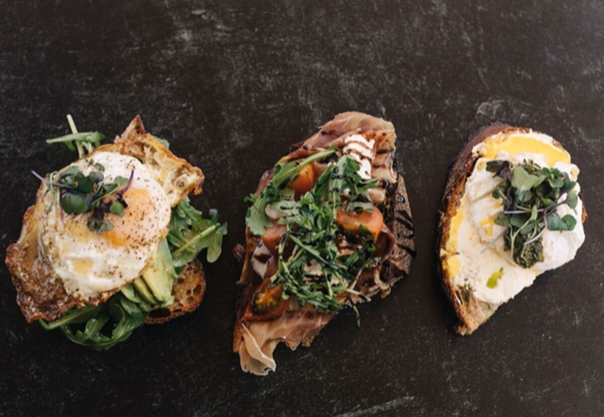 Some of the many open-face sandwich options at La Clochette du Coin.