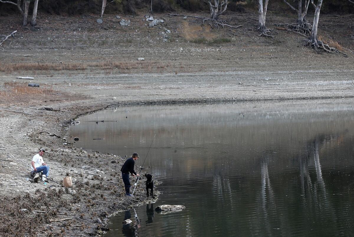 California is in its third straight year of drought conditions. Reservoirs throughout the state have low water levels.