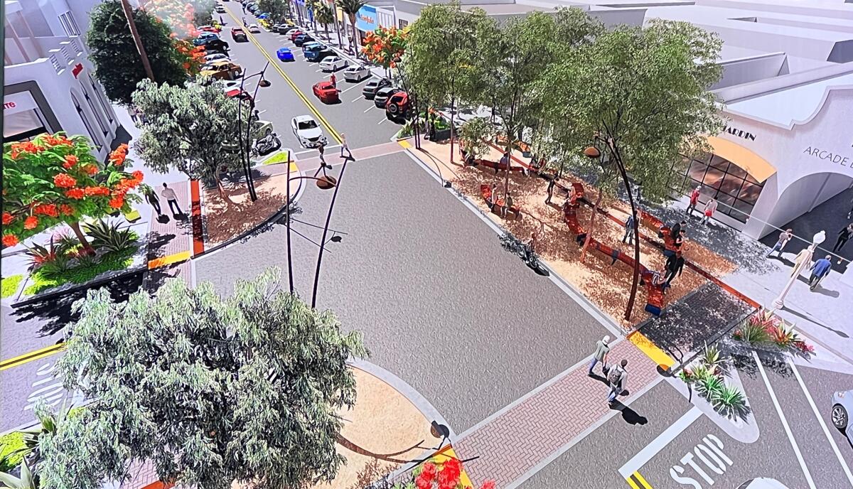 A rendering shows the final design plan for the first phase of the La Jolla Community Foundation streetscape project.