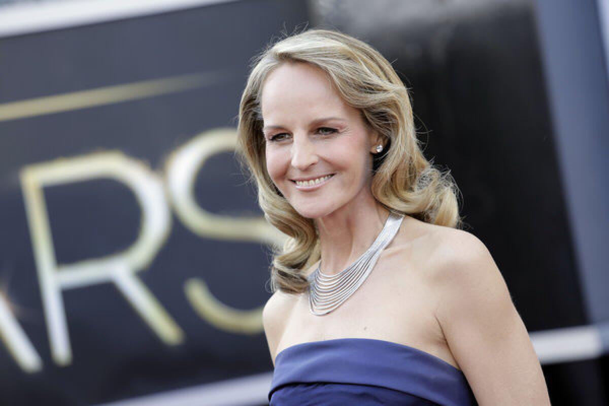 Helen Hunt arrives on the red carpet at the 2013 Oscars on Sunday in Hollywood.
