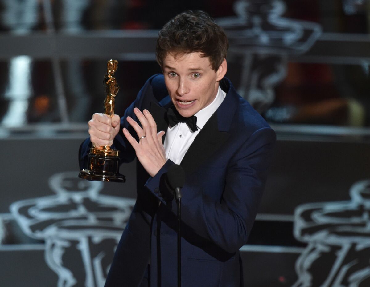 Eddie Redmayne won the Academy Award for lead actor for his performance as Stephen Hawking in "The Theory of Everything."