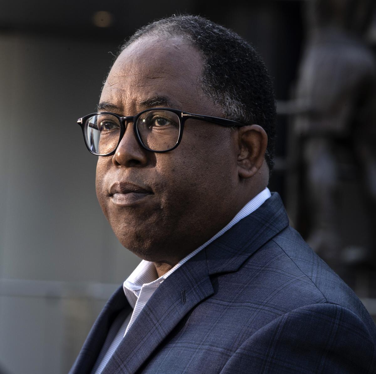 Mark Ridley-Thomas, who was then an L.A. County supervisor, at a news conference in 2020 in Los Angeles.