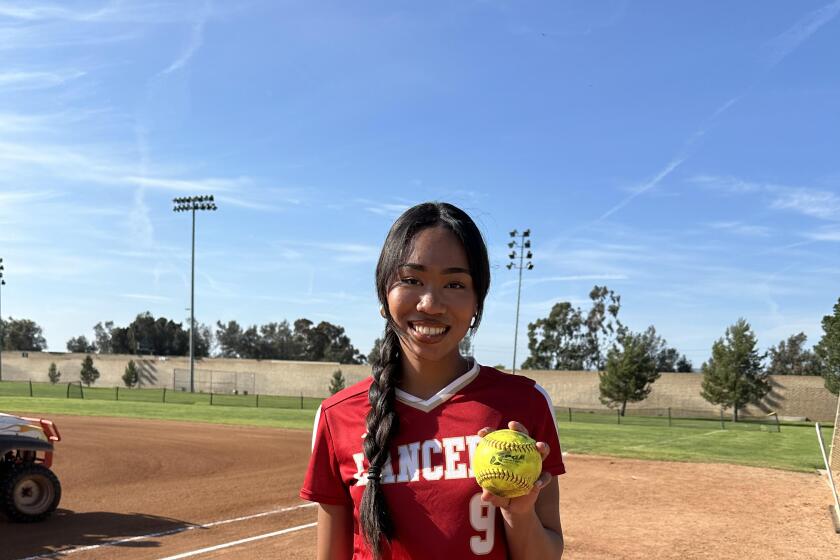 Brianne Weiss of Orange Lutheran struck out 19 and threw a no-hitter in 7-0 win over Rio Mesa.