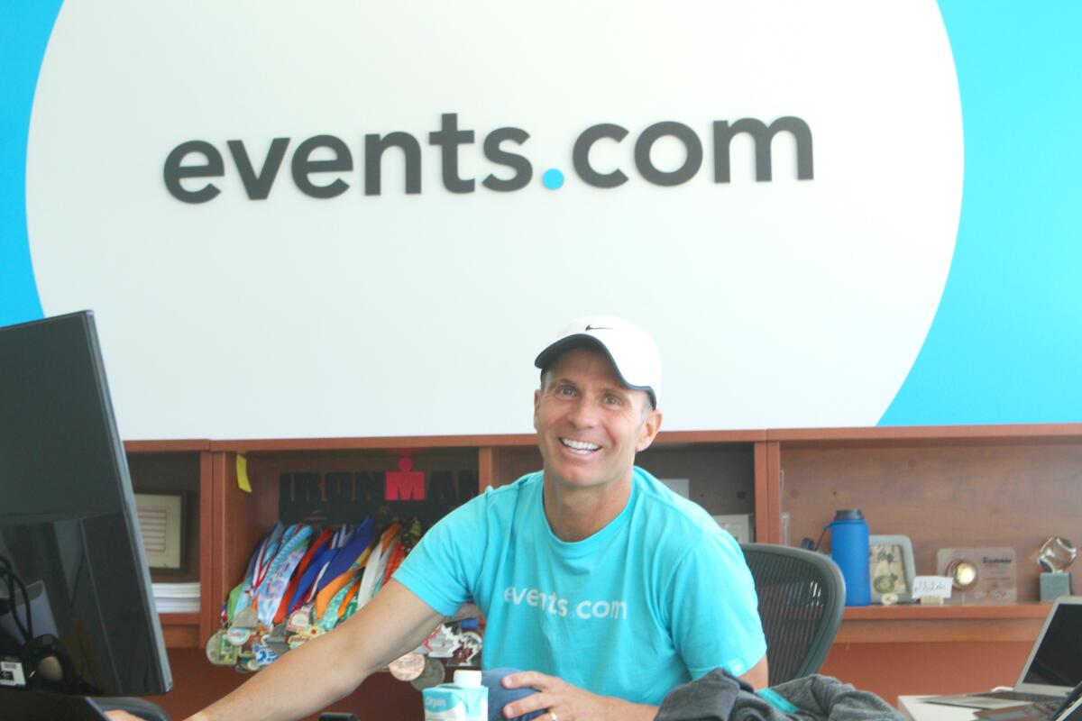 Mitch Thrower, co-founder and chairman of events.com, guides a multi-million-dollar global internet company while overlooking Fay Avenue.