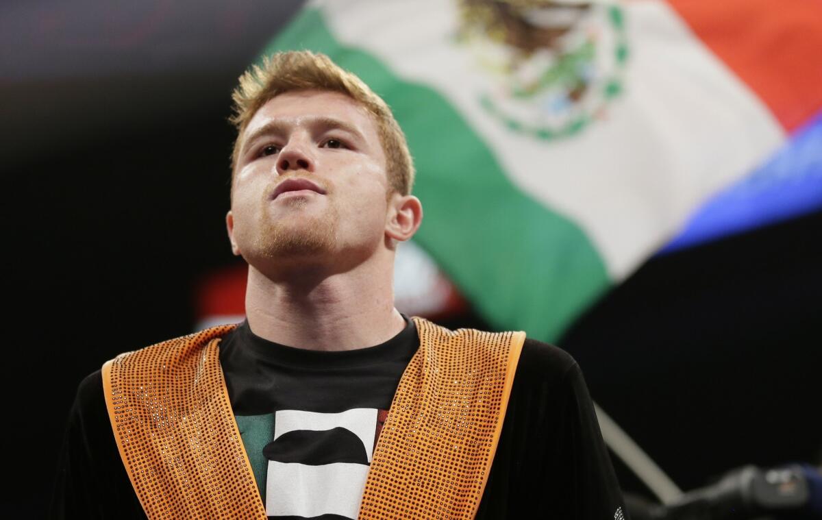 Saul "Canelo" Alvarez enters the ring before his junior-middleweight bout with Erislandy Lara on July 12.
