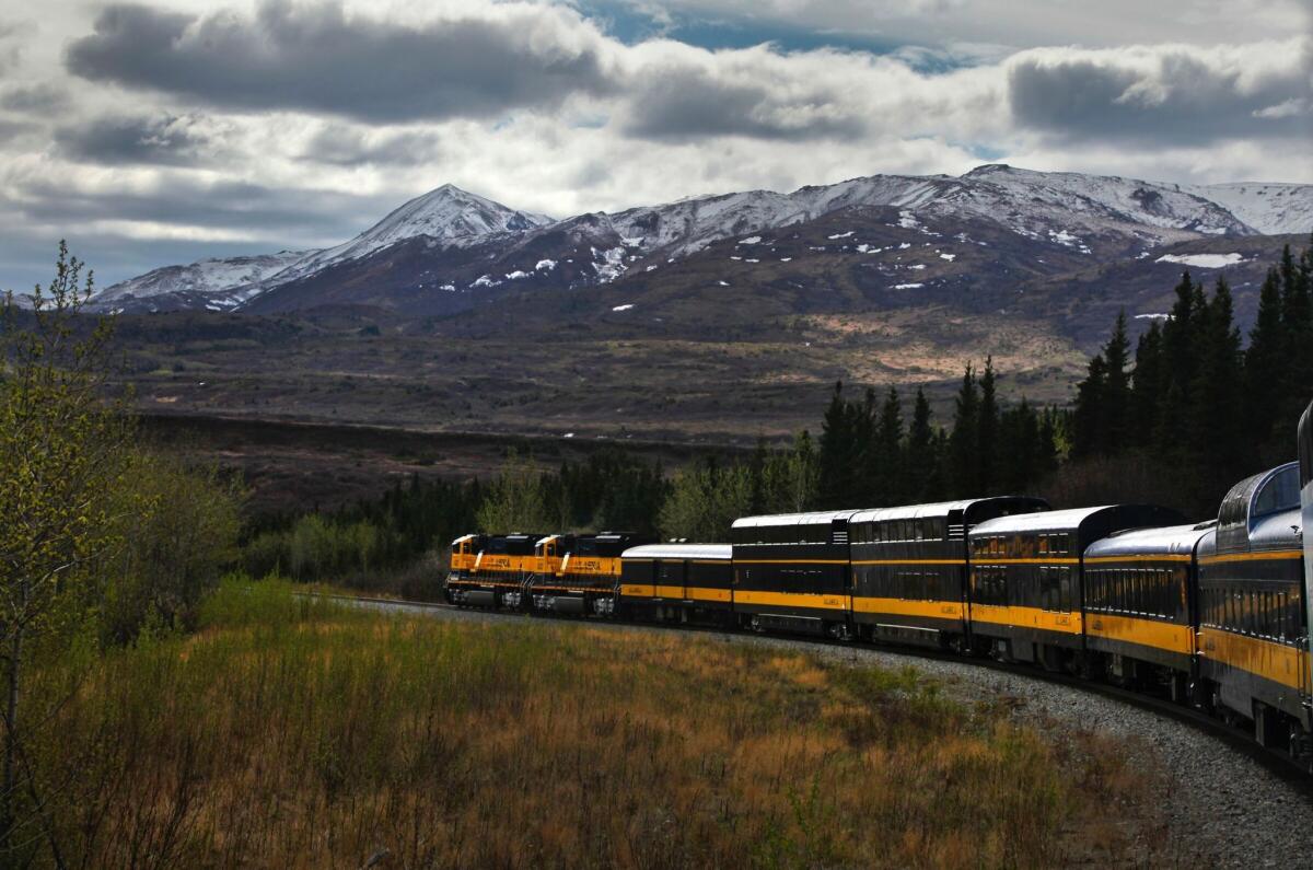 The Alaska Railroad makes its way through Denali National Park.