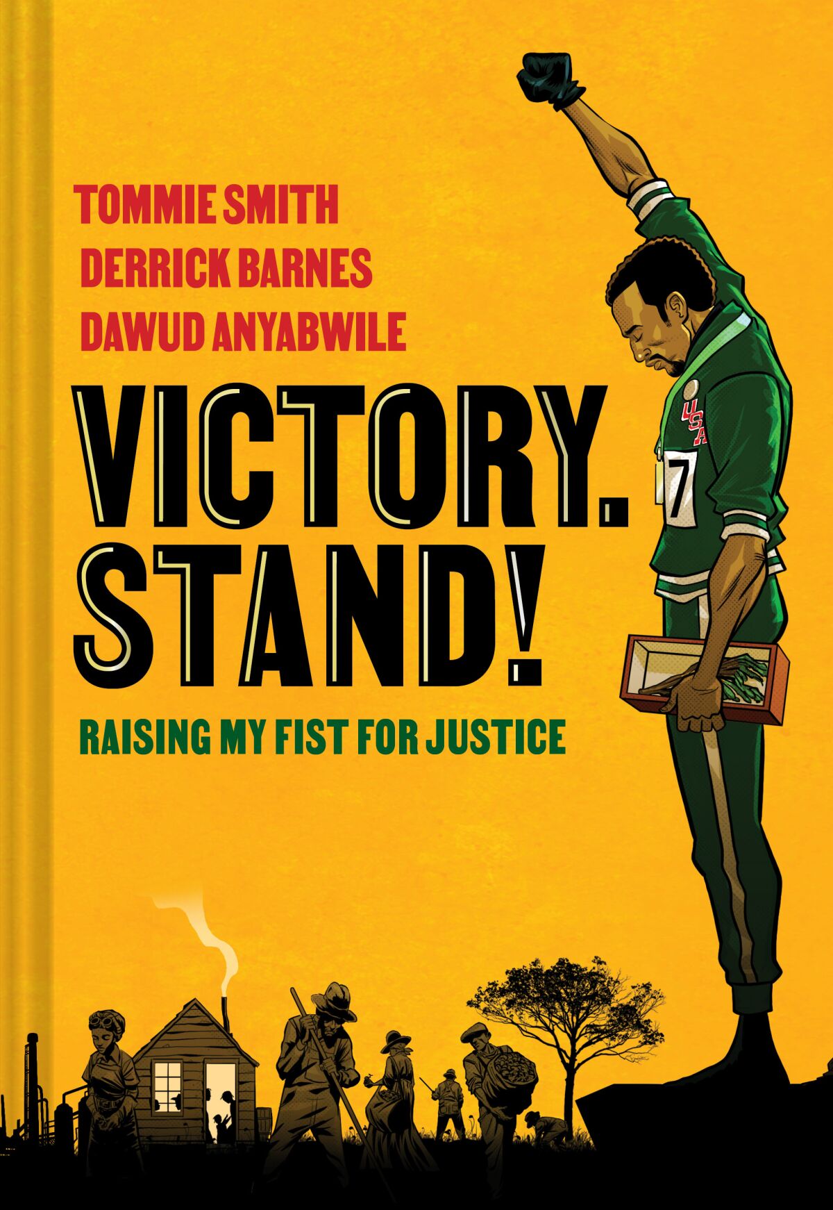 This cover image released by Norton Young Readers shows “Victory. Stand! Raising My Fist for Justice,” a graphic novel by Olympic gold medalist and civil rights activist Tommie Smith, releasing Sept. 27. (Norton Young Readers via AP)