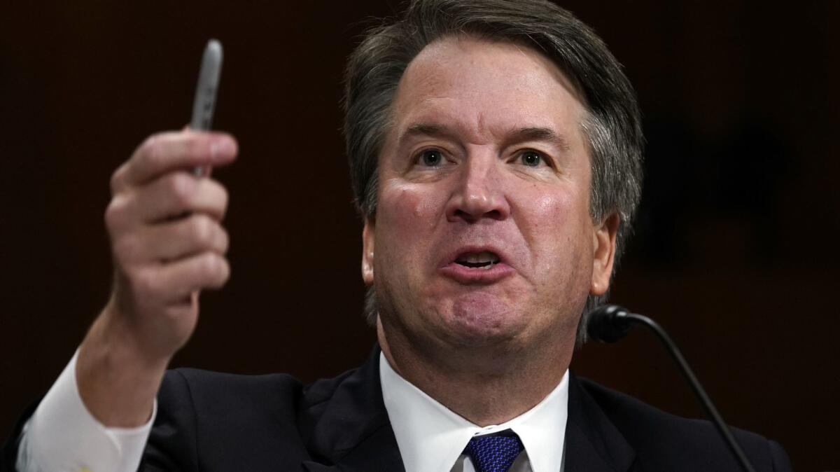 Supreme Court nominee Brett Kavanaugh testifies before the Senate Judiciary Committee on Capitol Hill in Washington on Sept. 27, 2018.