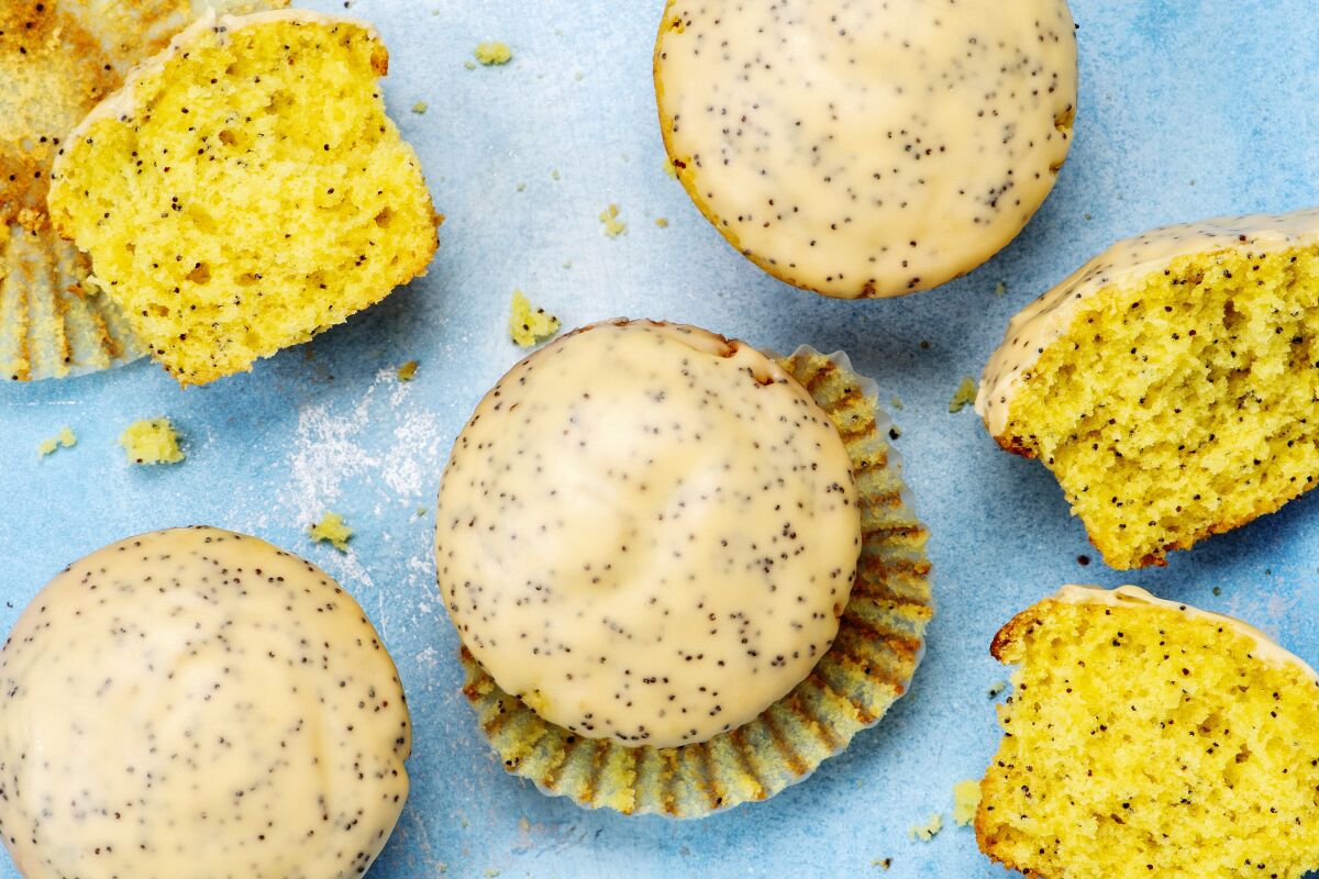 Tart passion fruit adds brightness to this spin on lemon-poppy seed muffins, the perfect breakfast treat.