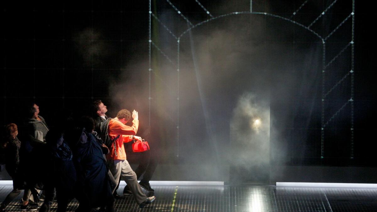 Lights for the stylized train station as Christopher (Langdon) makes his way through the action of "The Curious Incident of the Dog in the Night-Time."