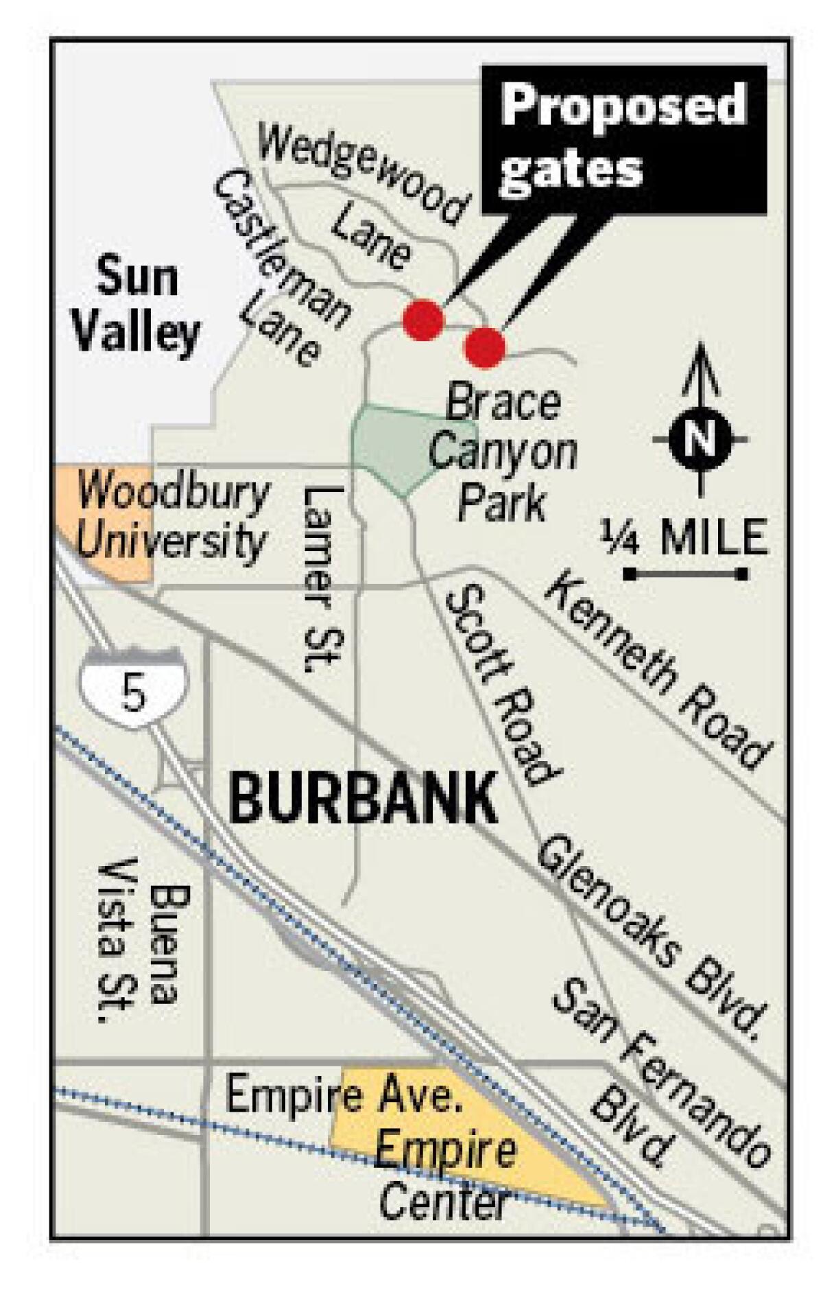 Proposed gate locations in Burbank Hills neighborhood.