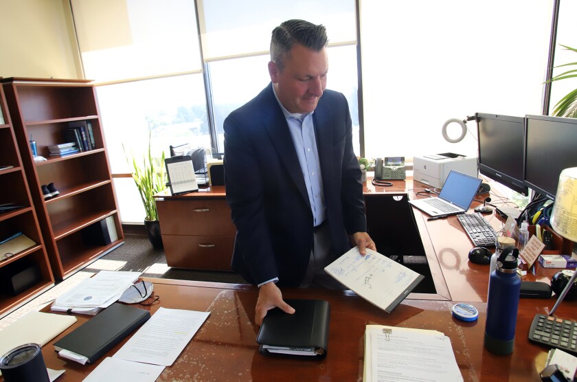 Huntington Beach City Manager Al Zelinka, pictured in his office at Huntington Beach City Hall.