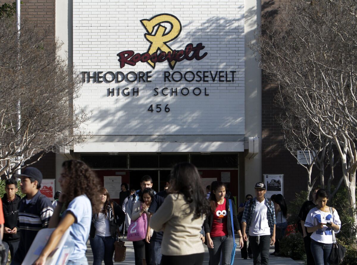 Students leave Roosevelt High School in 2012.