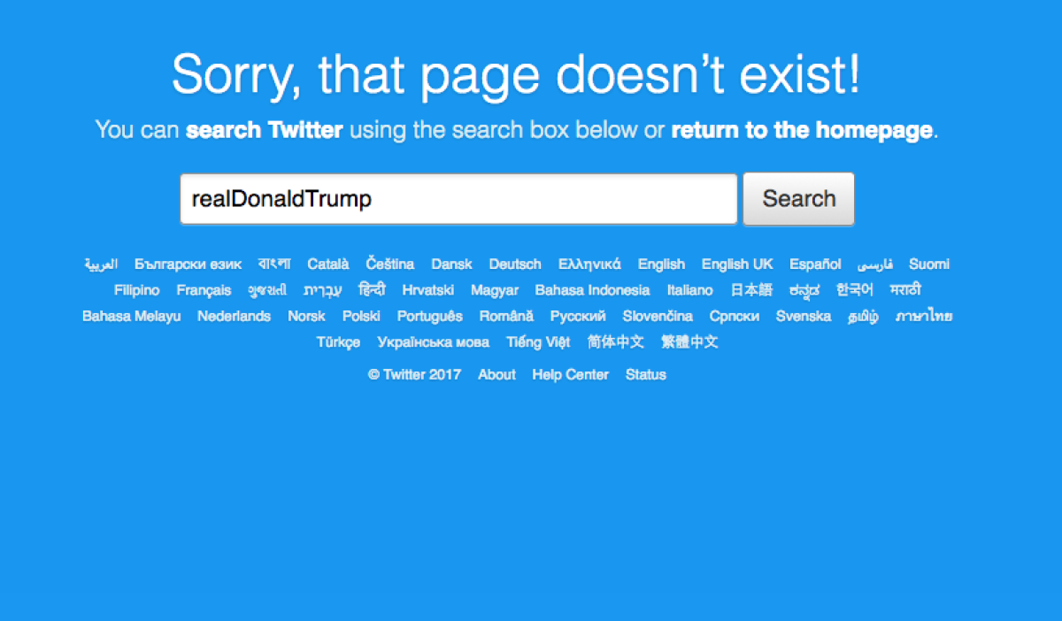 President Trump's deleted Twitter page.