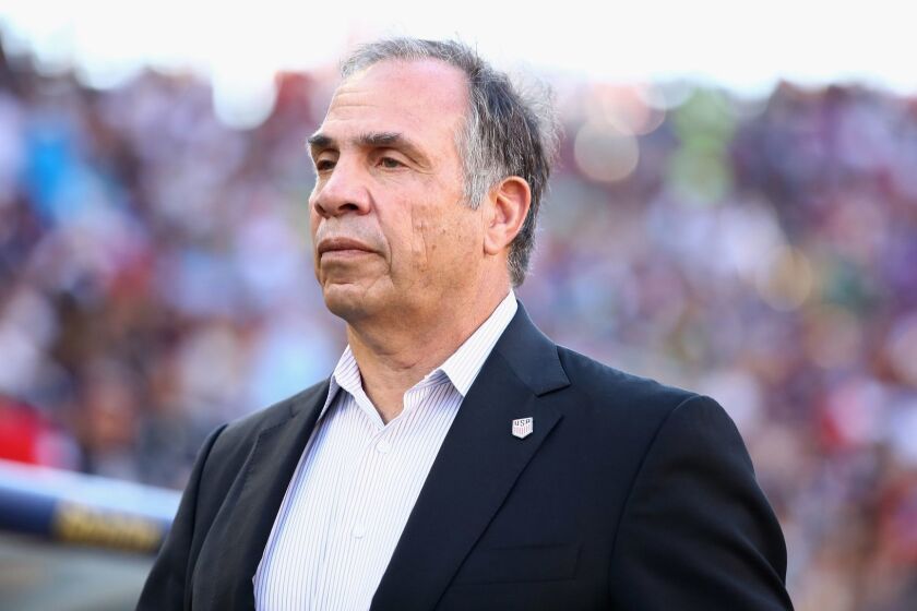 FILE - OCTOBER 13: Bruce Arena resigned as US men's national soccer team after failing to qualify for the 2018 World Cup. SANTA CLARA, CA - JULY 26: Head coach Bruce Arena stands on the sidelines before their game against the Jamaica during the 2017 CONCACAF Gold Cup Final at Levi's Stadium on July 26, 2017 in Santa Clara, California. (Photo by Ezra Shaw/Getty Images) ** OUTS - ELSENT, FPG, CM - OUTS * NM, PH, VA if sourced by CT, LA or MoD **
