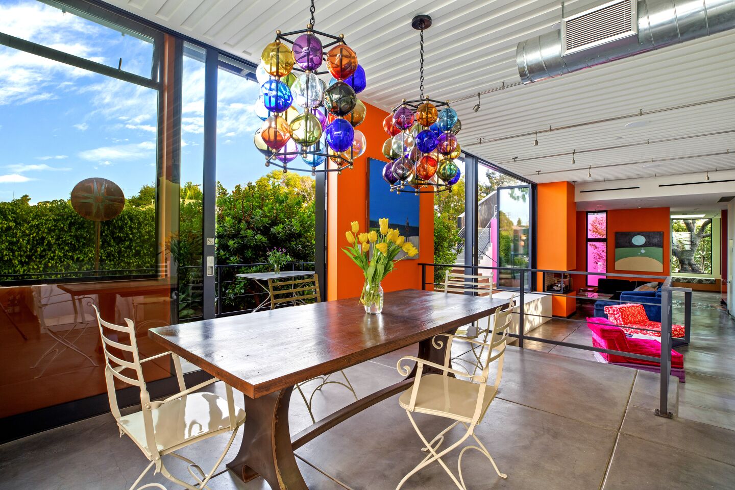The Venice compound features 3,414 square feet of living space with vibrant hues and offbeat art installations in its open-concept floor plan.