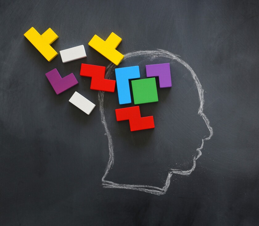 medical concept of brain made from wooden puzzle